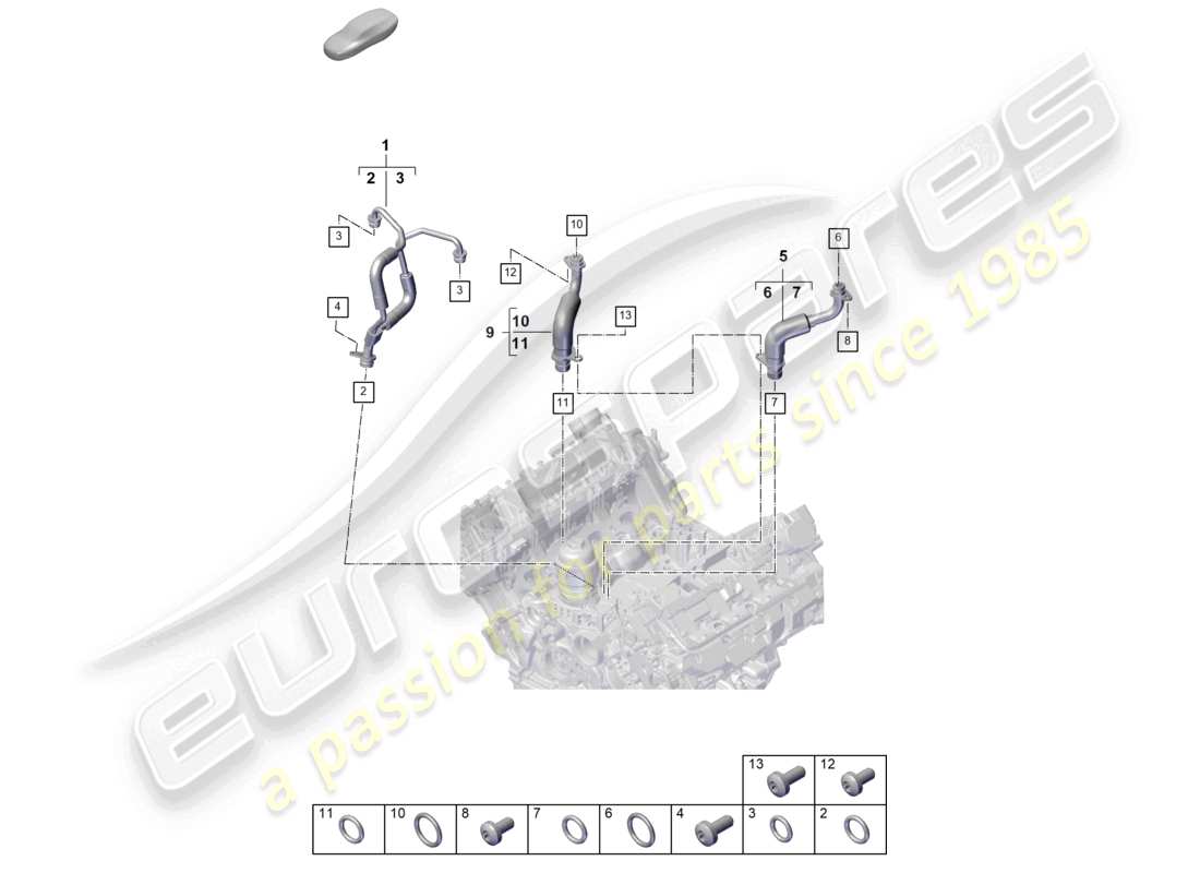 porsche 2026 (cayenne e3 pa) schema elettrico della linea di pressione dell'olio per il turbocompressore a gas di scarico
