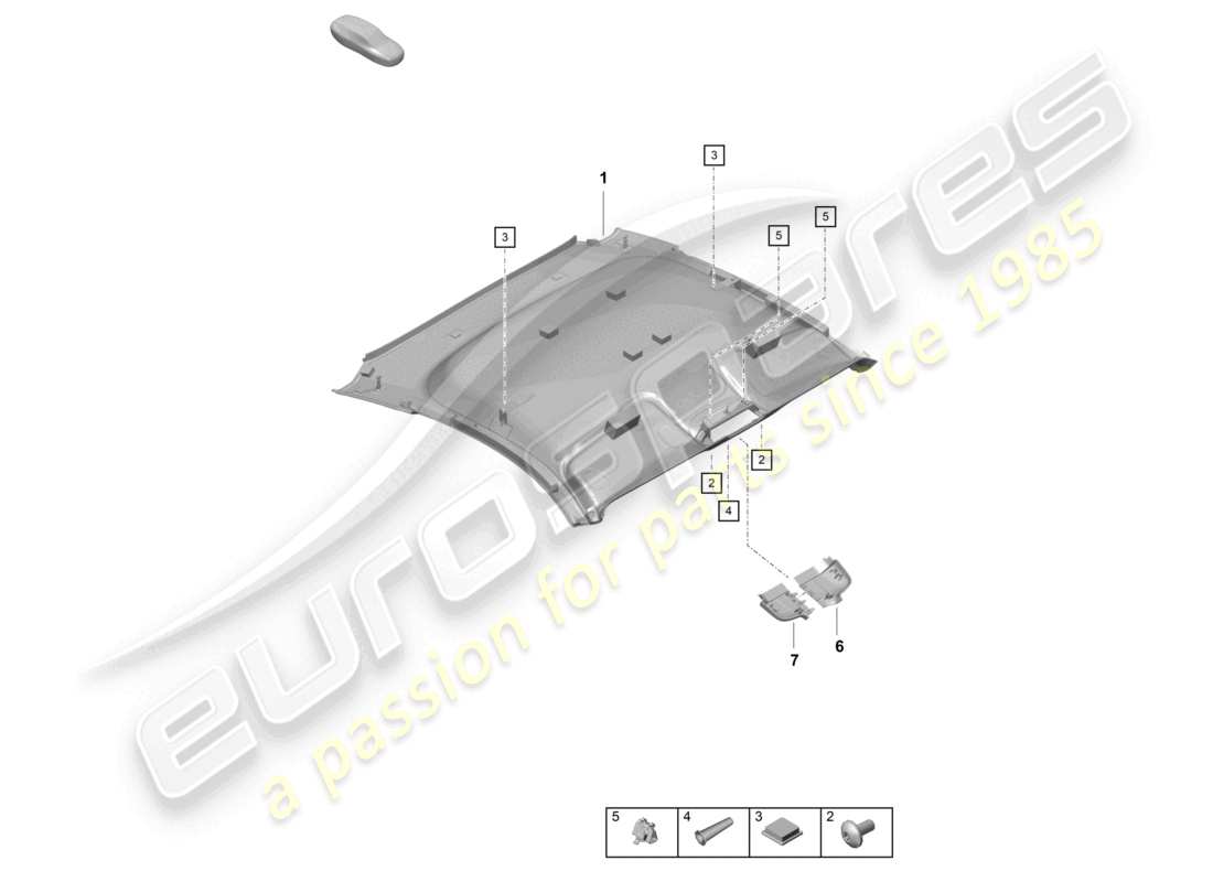porsche 2021 (718 cayman gt4) accessori per finiture del tetto diagramma delle parti