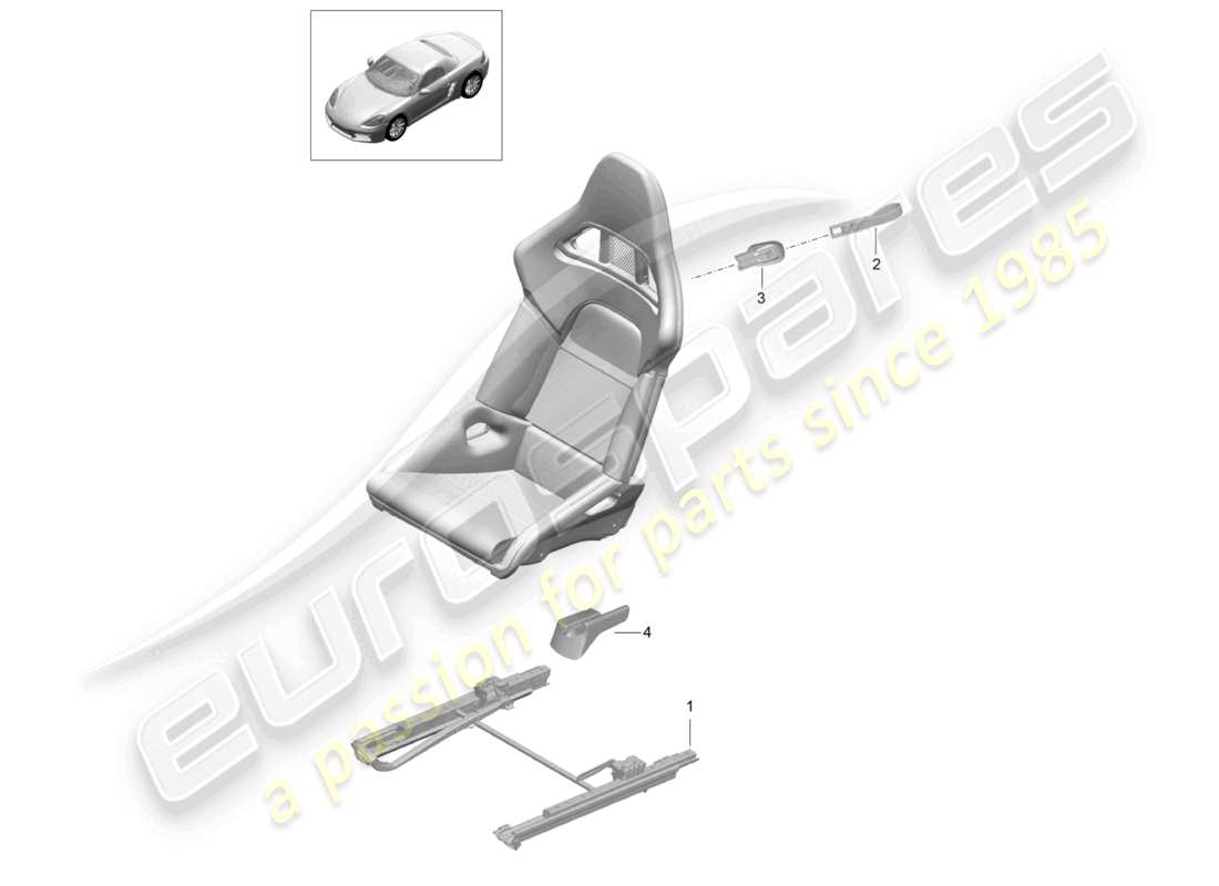 porsche 2021 (718 boxster spyder) sedile a secchiello pieghevole (completo) non più disponibile schema dei componenti