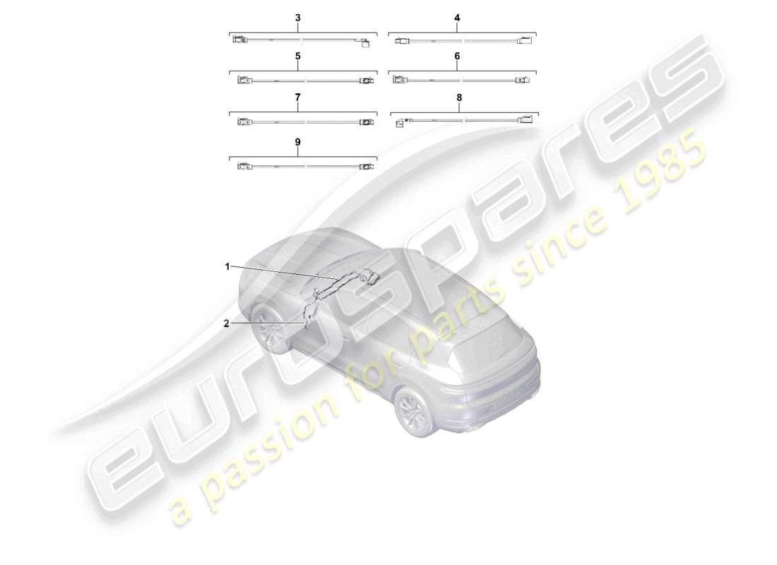 porsche 2026 (cayenne e3 pa) diagramma delle parti del cavo dati della linea di collegamento dell'antenna