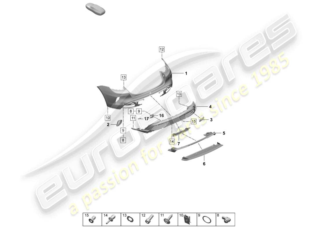 porsche 2026 (taycan 9j1-2) paraurti posteriore pacchetto sport design diagramma delle parti