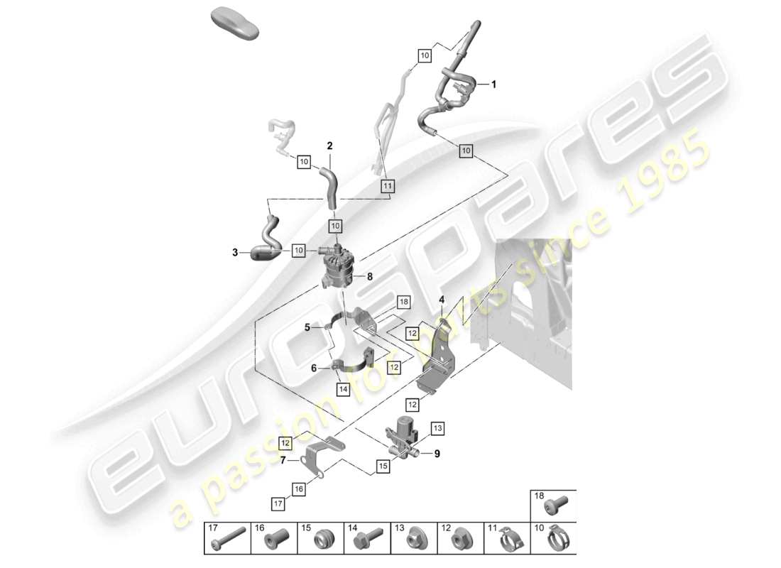 porsche 2025 (cayenne e3 pa) riscaldatore circuito a bassa temperatura per veicoli con trazione ibrida schema dei componenti