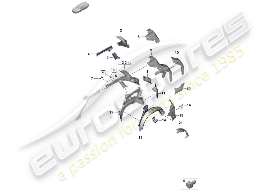 porsche 2025 (cayenne e3 pa) parte laterale posteriore, diagramma della parte interna