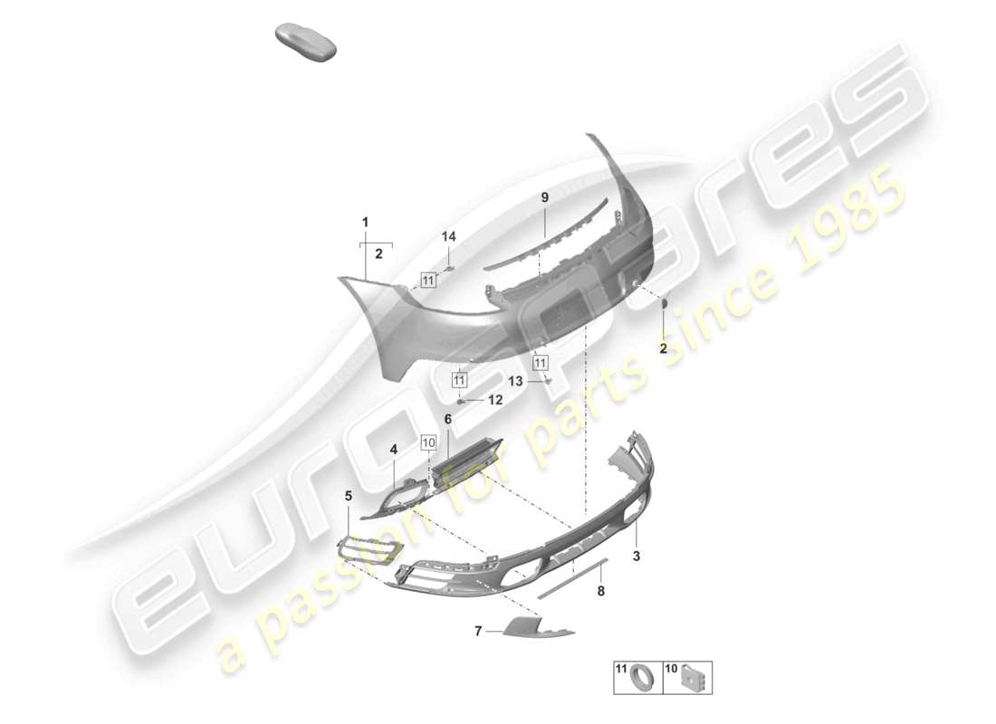 porsche 2024 (992-1) paraurti posteriore pacchetto sport design base con: accessori schema ricambi