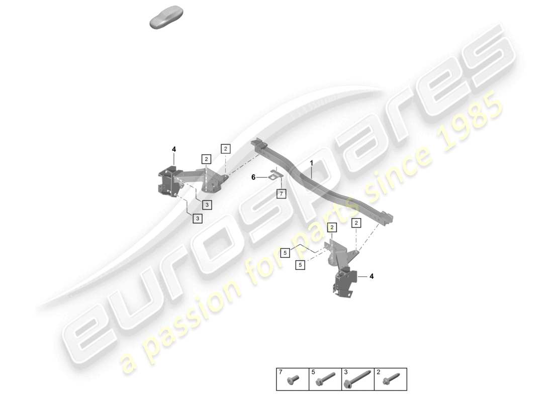 porsche 2021 (718 cayman gt4) diagramma delle parti della traversa