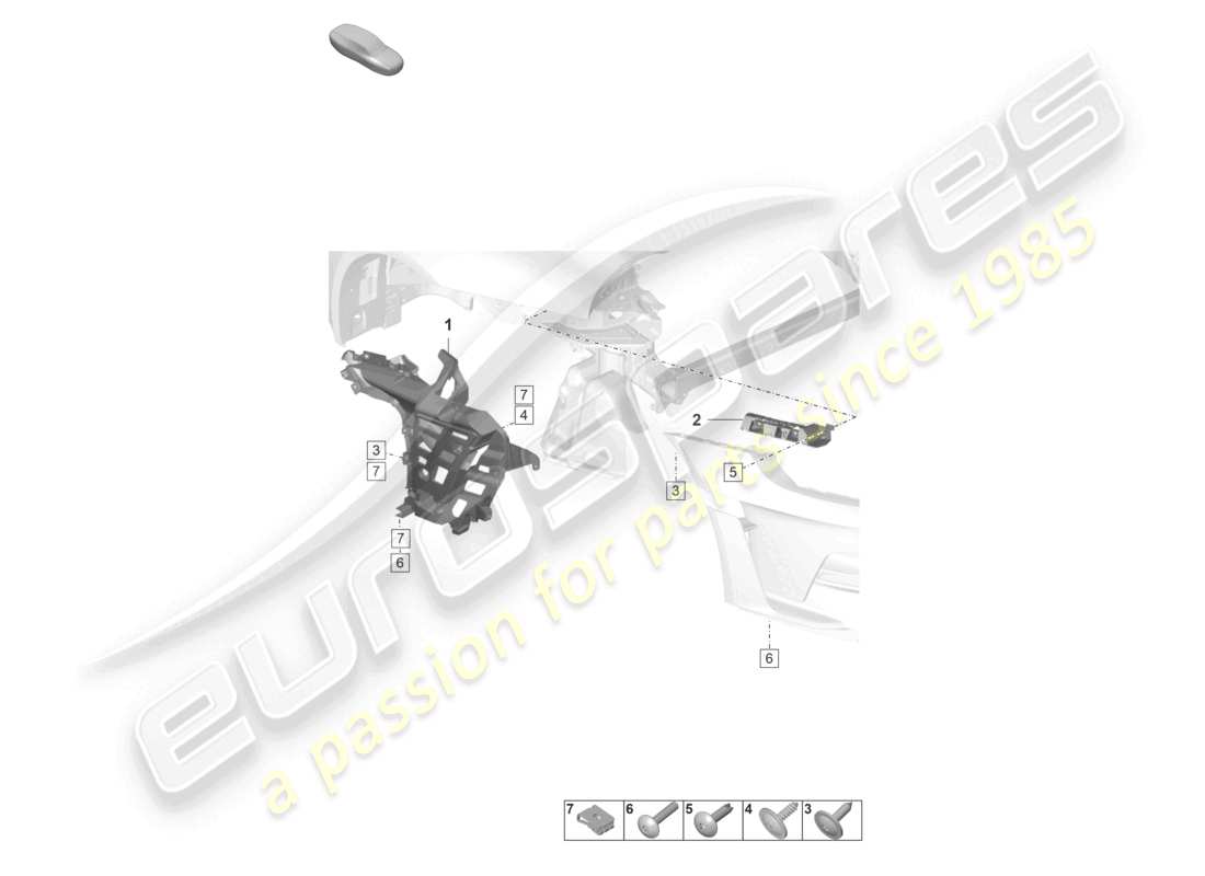 porsche 2025 (992-2 gt3/rs/st) paraurti posteriore elementi di fissaggio gt3 rs schema parte
