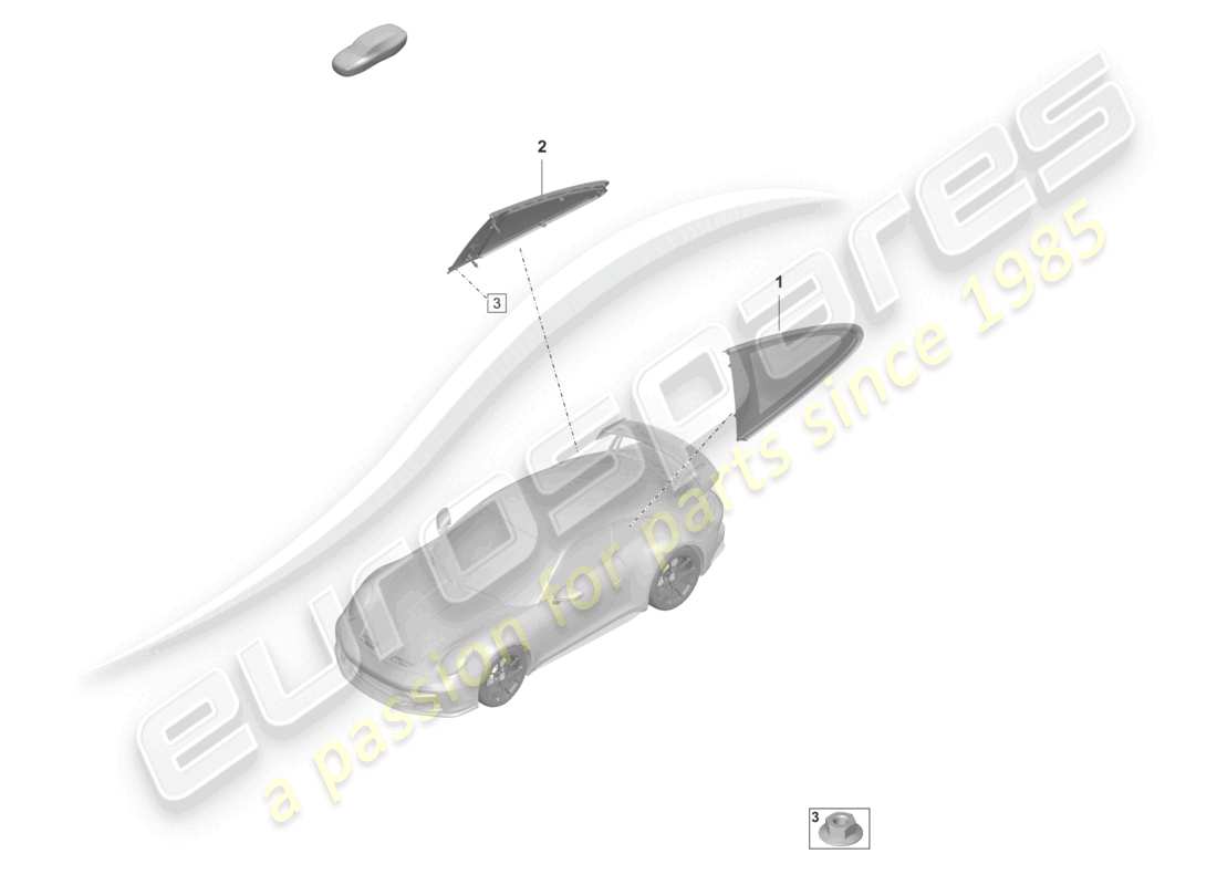 porsche 2023 (992-1 gt3/rs/st) finestra laterale diagramma delle parti