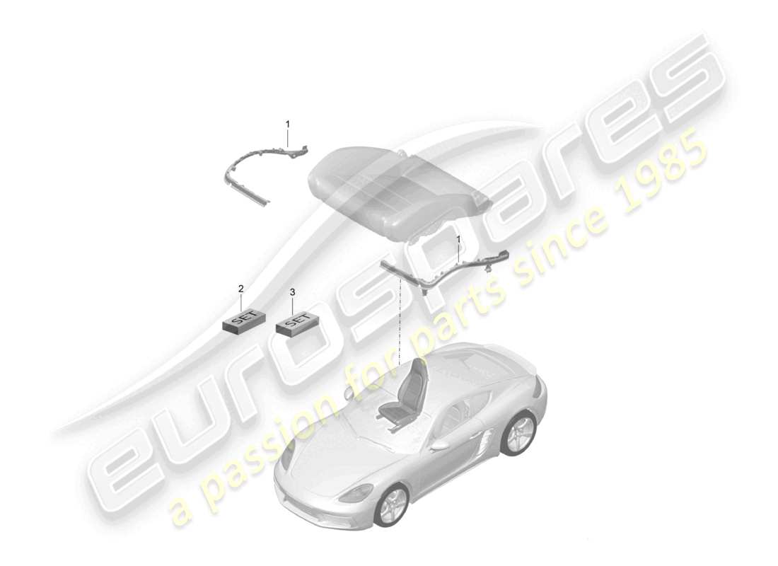porsche 2024 (718 cayman) imbottitura del sedile telaio sedile sportivo plus kit di riparazione riconoscimento del sedile occupato schema delle parti
