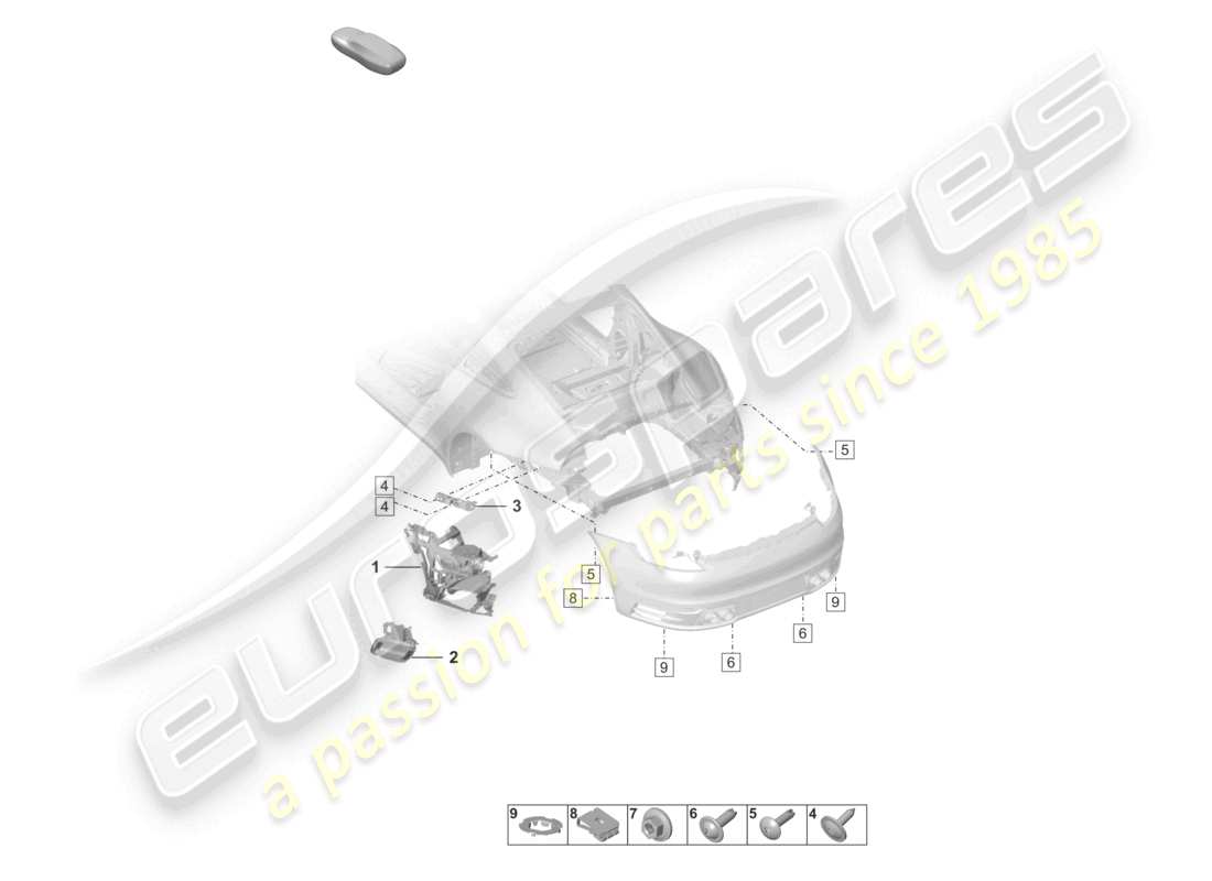 porsche 2024 (992-1) paraurti posteriore elementi di fissaggio pacchetto sport design schema delle parti