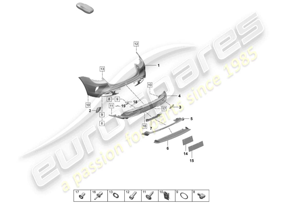 porsche 2026 (taycan 9j1-2) paraurti posteriore pacchetto sport design diagramma delle parti