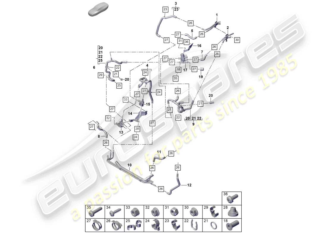 porsche 2026 (cayenne e3 pa) riscaldatore anteriore circuito ad alta temperatura per veicoli con trazione ibrida schema dei componenti
