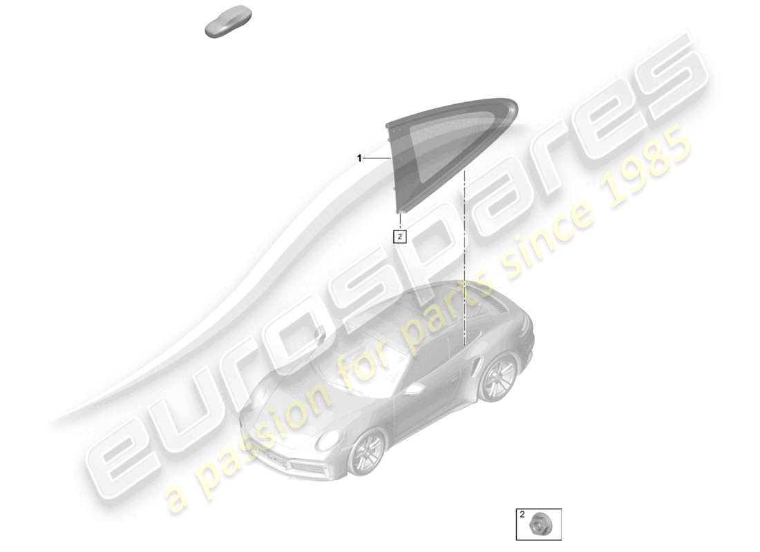porsche 2023 (992-1 turbo / s) schema delle parti del finestrino laterale