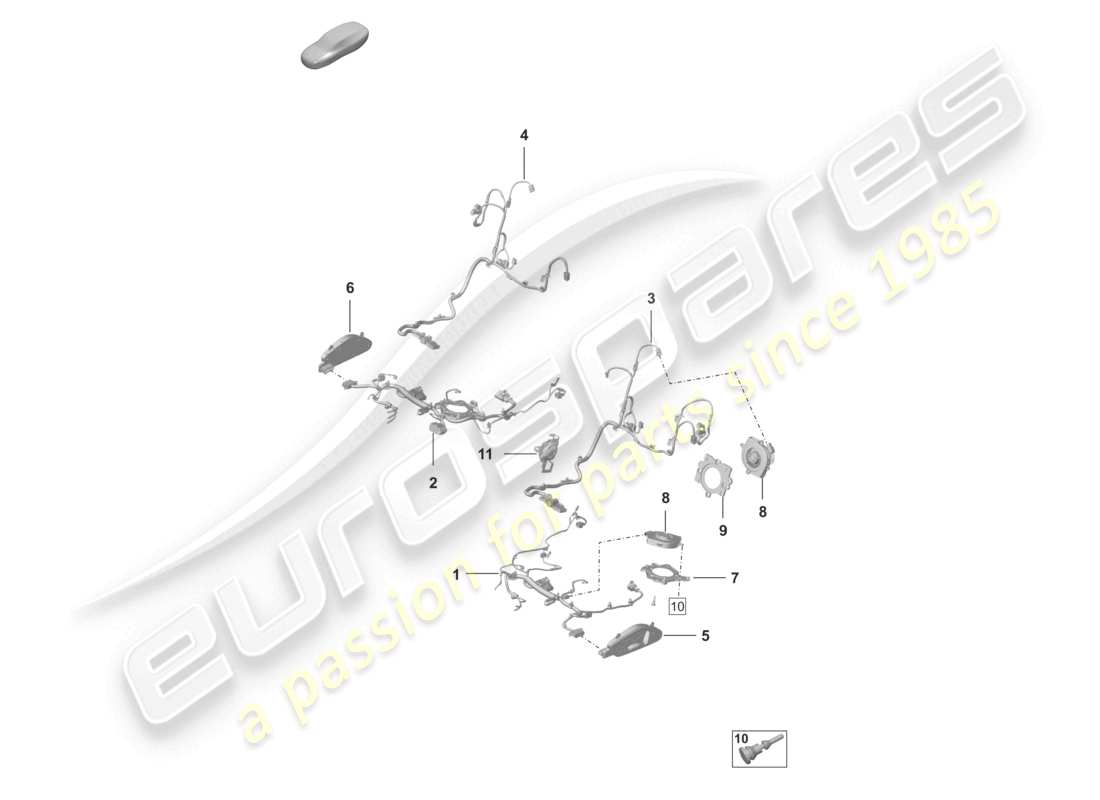 porsche 2020 (992-1 turbo / s) sedile sportivo elettrico sedile sportivo plus sedile standard schema dei componenti