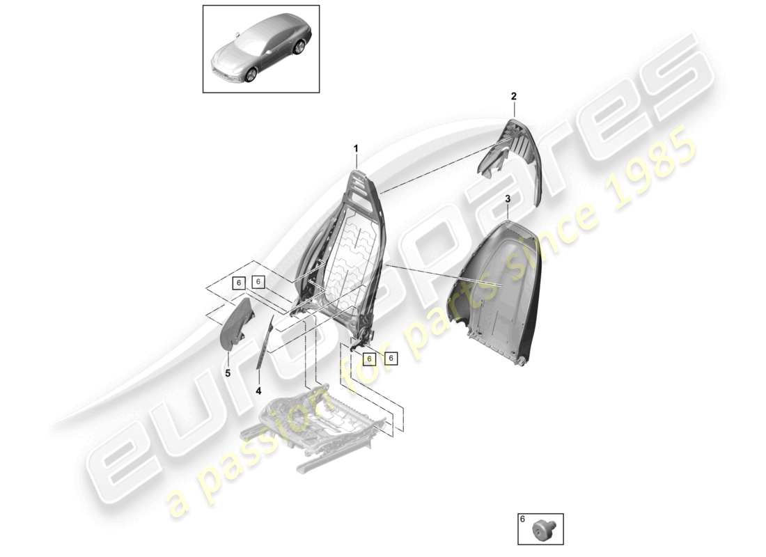 porsche 2021 (panamera 971-1) schienale schienale sedile sportivo schema delle parti