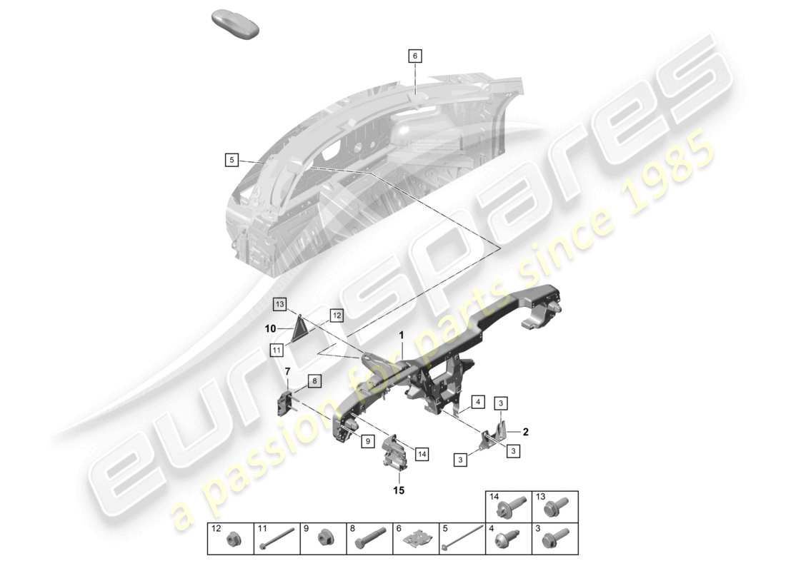 porsche 2021 (718 cayman gt4) telaio di sostegno cruscotto diagramma delle parti