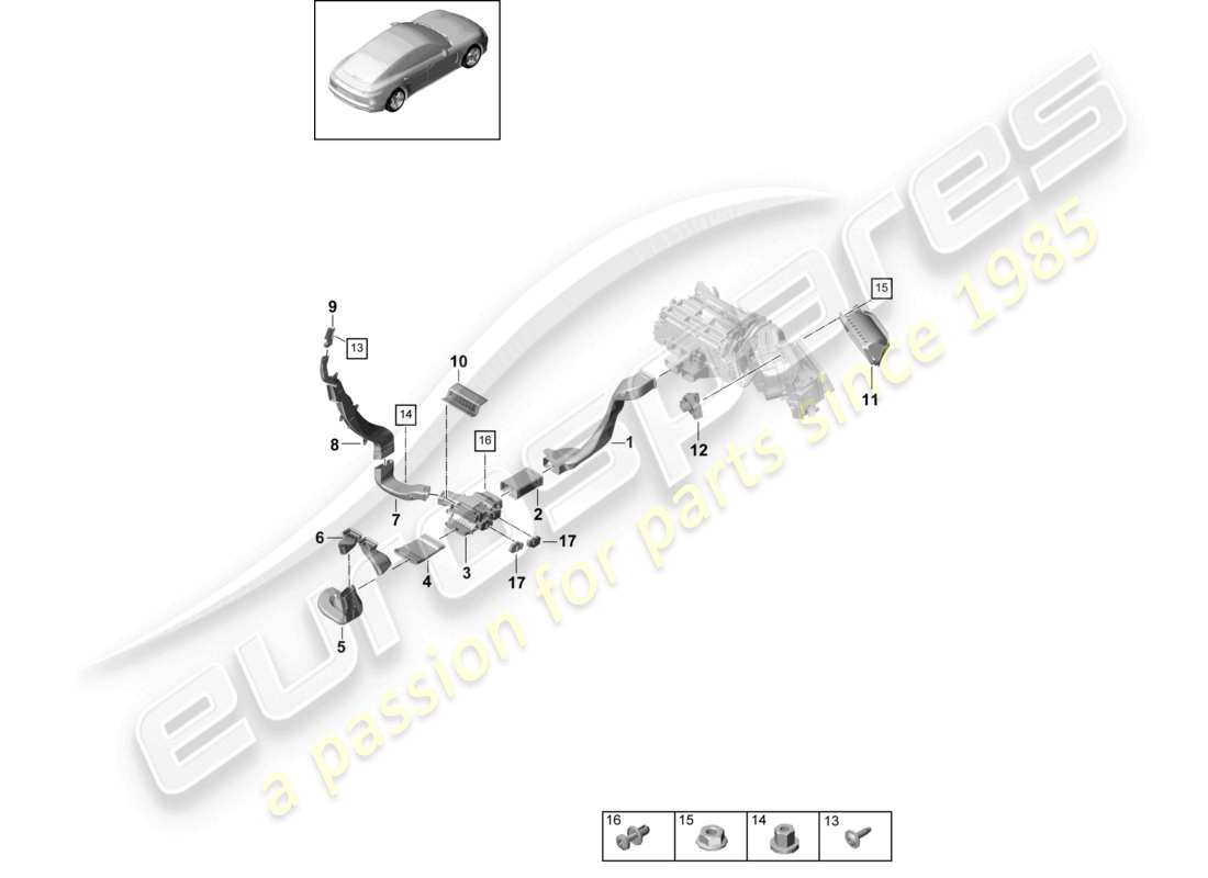 porsche 2021 (panamera 971-1) guida dell'aria schema delle parti dell'aria condizionata