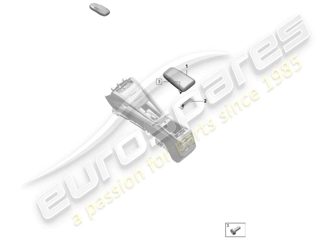 porsche 2026 (macan-e) diagramma delle parti del bracciolo della console centrale