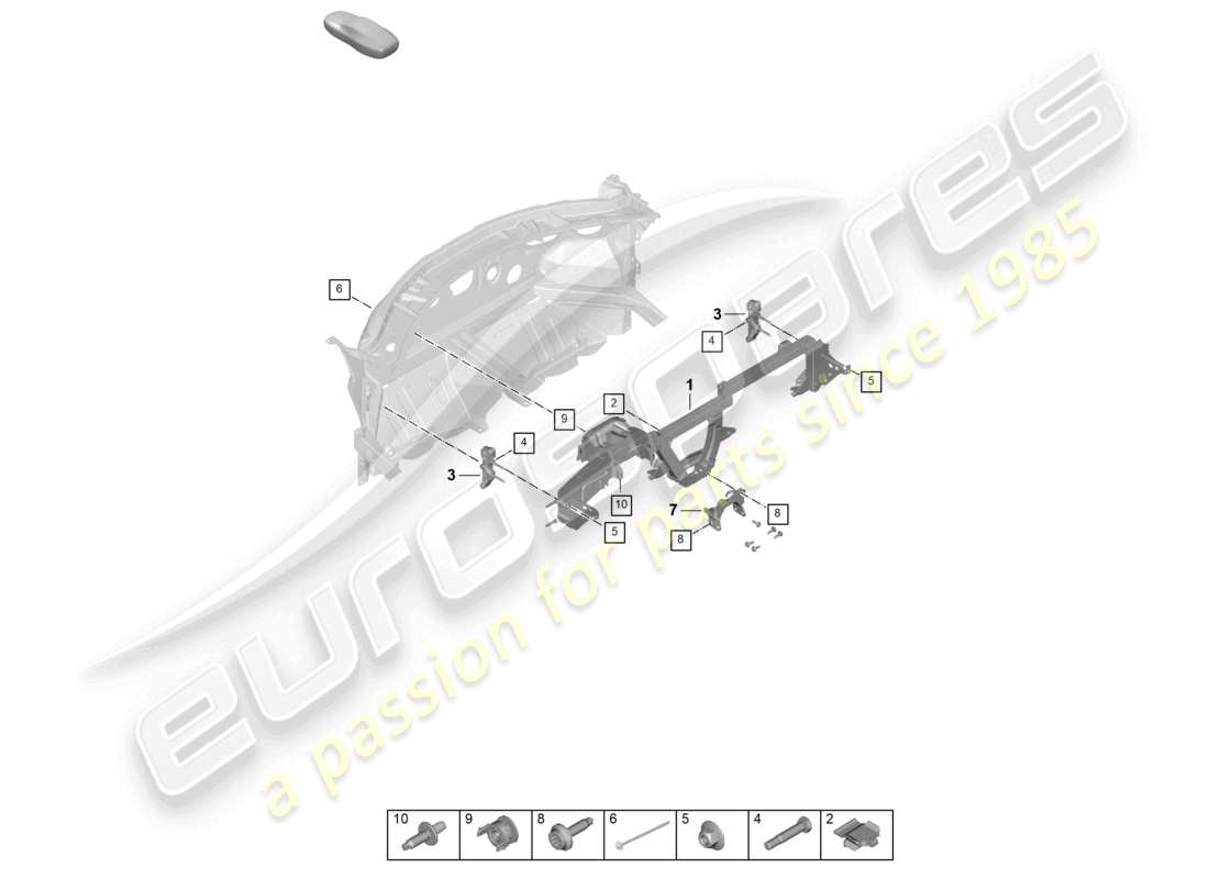 porsche 2026 (992-2 gt3) staffa cruscotto schema delle parti