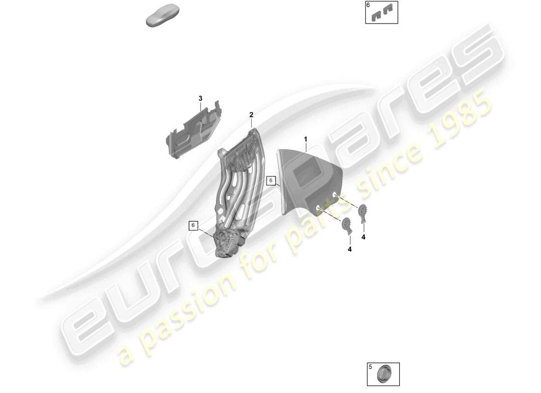 porsche 2025 (992-2) schema delle parti del finestrino laterale cabriolet