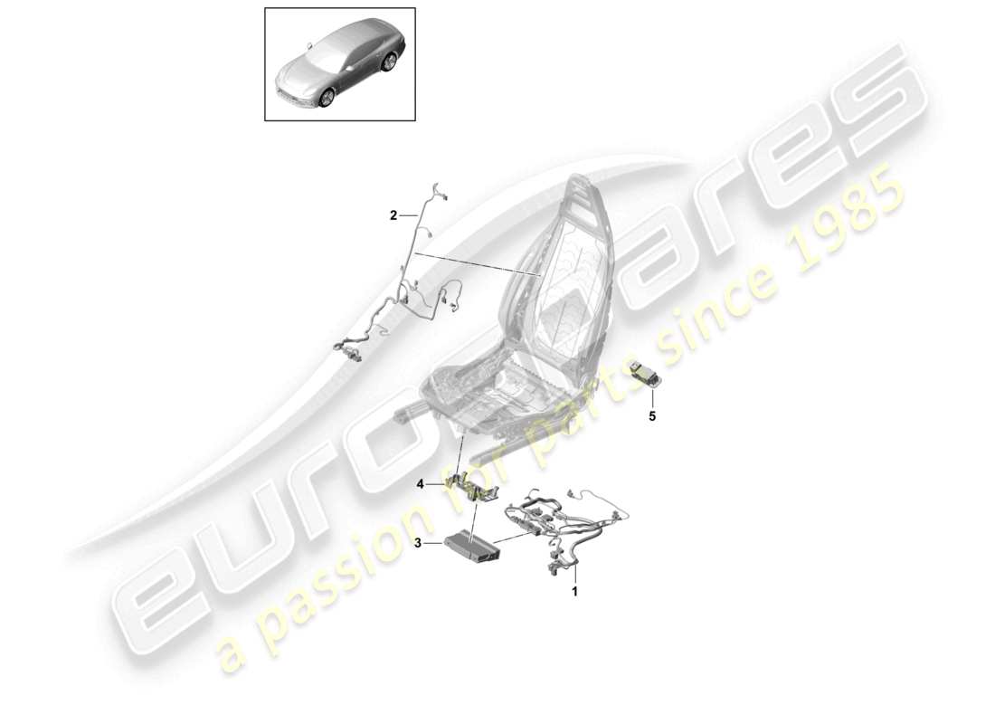porsche 2021 (panamera 971-1) cablaggi schienale sedile sedile sportivo airbag supporto lombare schema delle parti