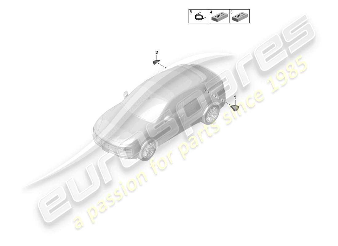 porsche 2021 (cayenne e3 9ya/9yb) diagramma delle parti del finestrino posteriore della coupé