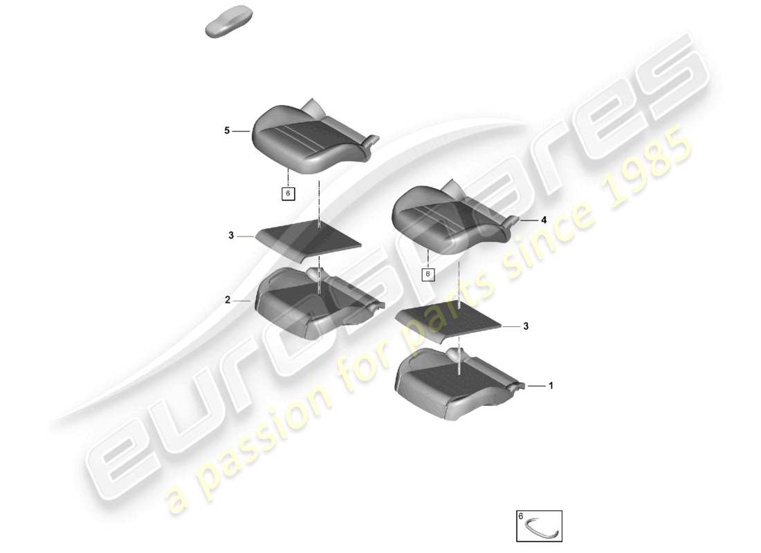 porsche 2026 (cayenne e3 pa) parte in schiuma cuscino del sedile sedile standard diagramma delle parti