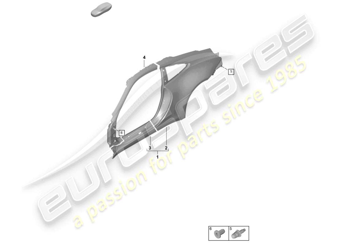 porsche 2024 (992-2) diagramma della parte laterale esterna della coupé