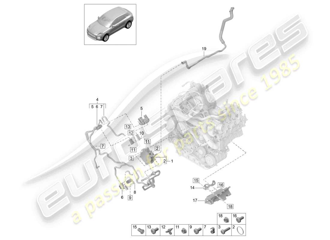 porsche 2021 (macan) sistema di vuoto pompa per vuoto diagramma delle parti