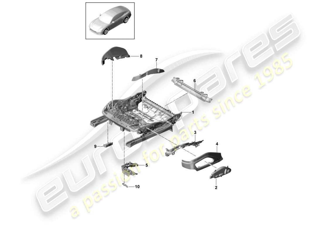 porsche 2021 (panamera 971-1) telaio del sedile sedile comfort diagramma delle parti