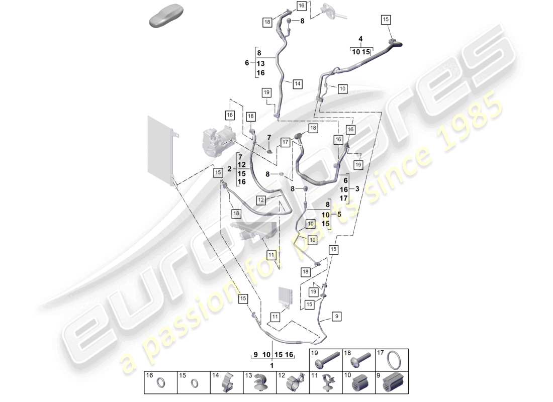 porsche 2025 (cayenne e3 pa) circuito refrigerante per veicoli con trazione ibrida schema delle parti
