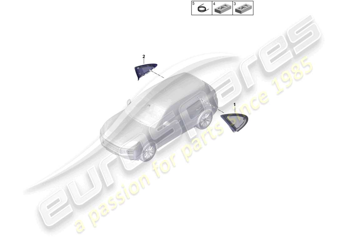 porsche 2025 (cayenne e3 pa) diagramma delle parti del finestrino posteriore della coupé