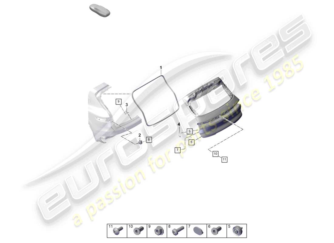 porsche 2026 (cayenne e3 pa) accessori per cofano posteriore diagramma delle parti