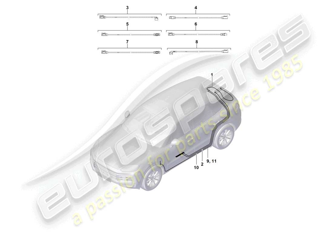 porsche 2026 (cayenne e3 pa) linea di collegamento aerea diagramma delle parti