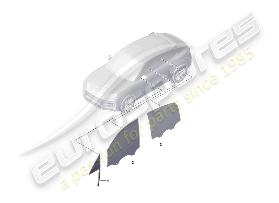 porsche 2023 (cayenne e3 pa) portiere laterali con finestrini coupé diagramma delle parti
