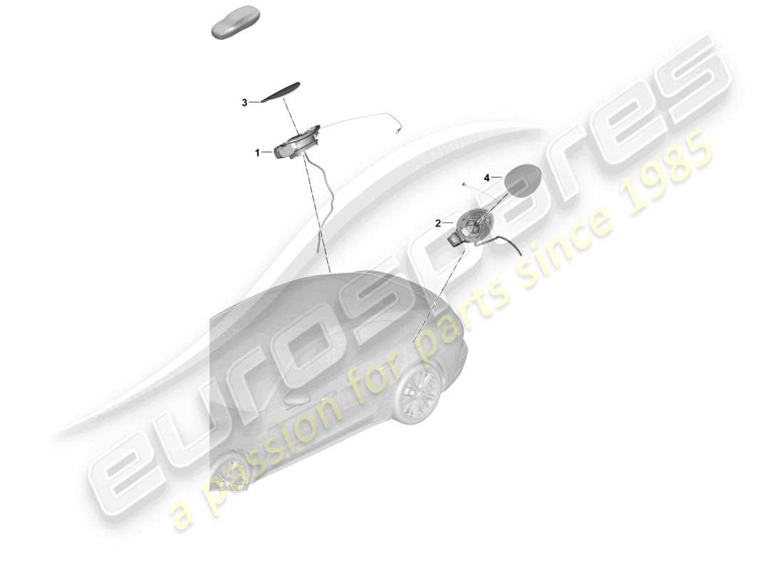 porsche 2026 (panamera 976) schema delle parti del modulo dello sportello del serbatoio del carburante