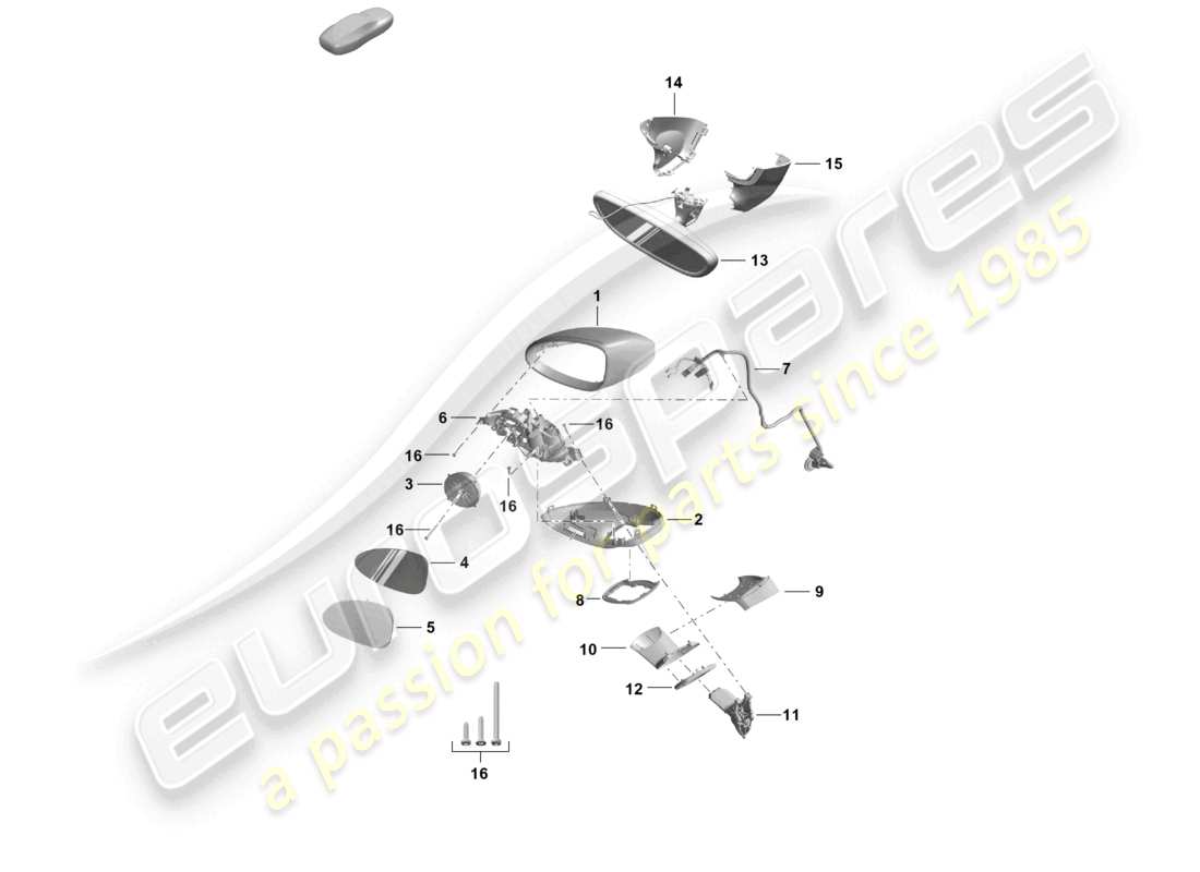 porsche 2025 (718 boxster spyder) specchietto retrovisore esterno specchietto retrovisore interno schema delle parti