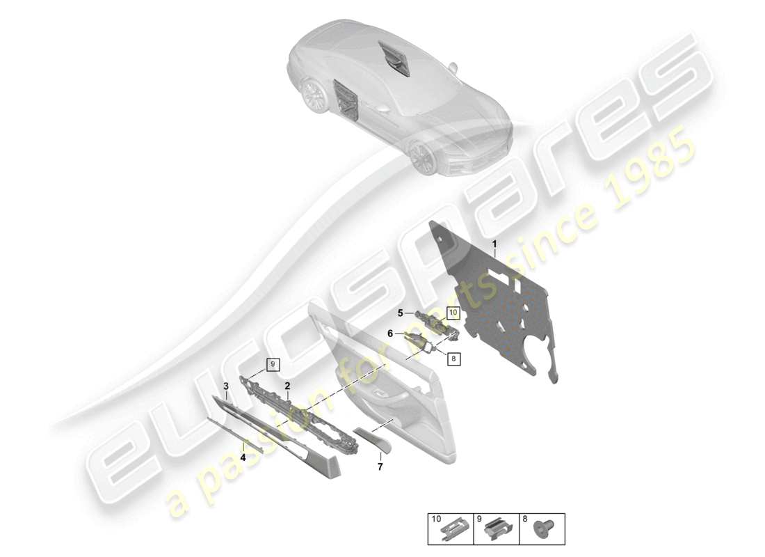 porsche 2025 (panamera 976) pannello porta porte posteriori accessori schema delle parti