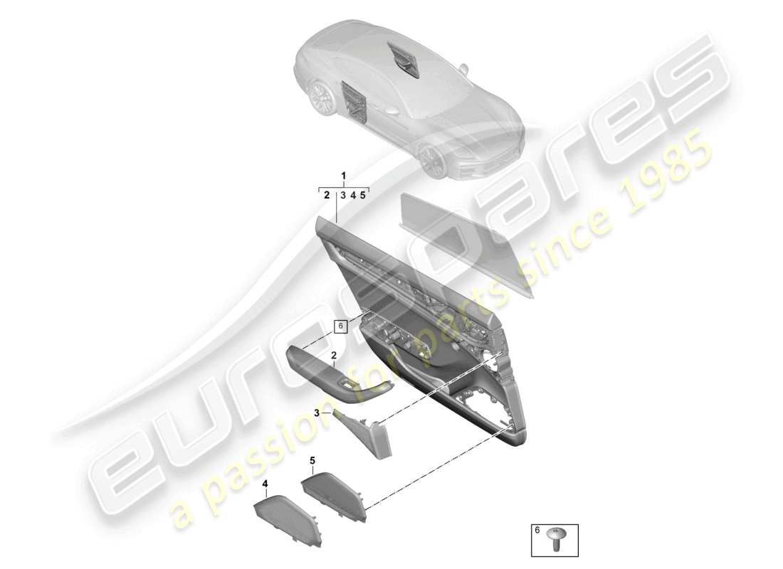 porsche 2025 (panamera 976) pannello porta porte posteriori con tendina parasole avvolgibile per veicoli con finiture in pelle schema ricambi