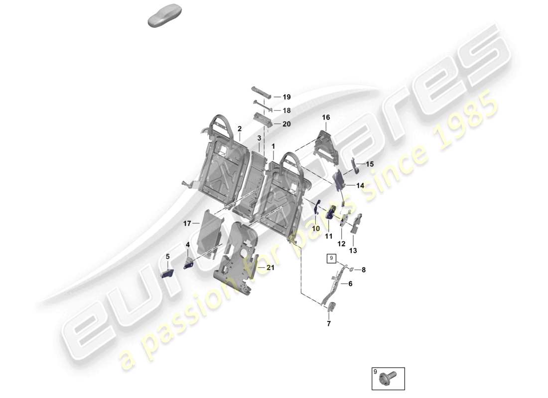 porsche 2026 (panamera 976) telaio schienale sedile comfort diagramma delle parti
