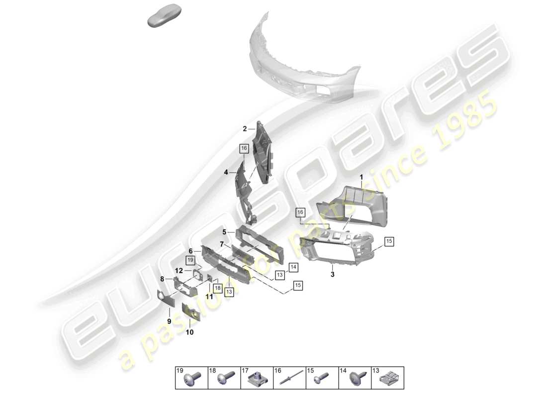 porsche 2024 (992-2) paraurti anteriore guida dell'aria e singole parti aerokit diagramma delle parti