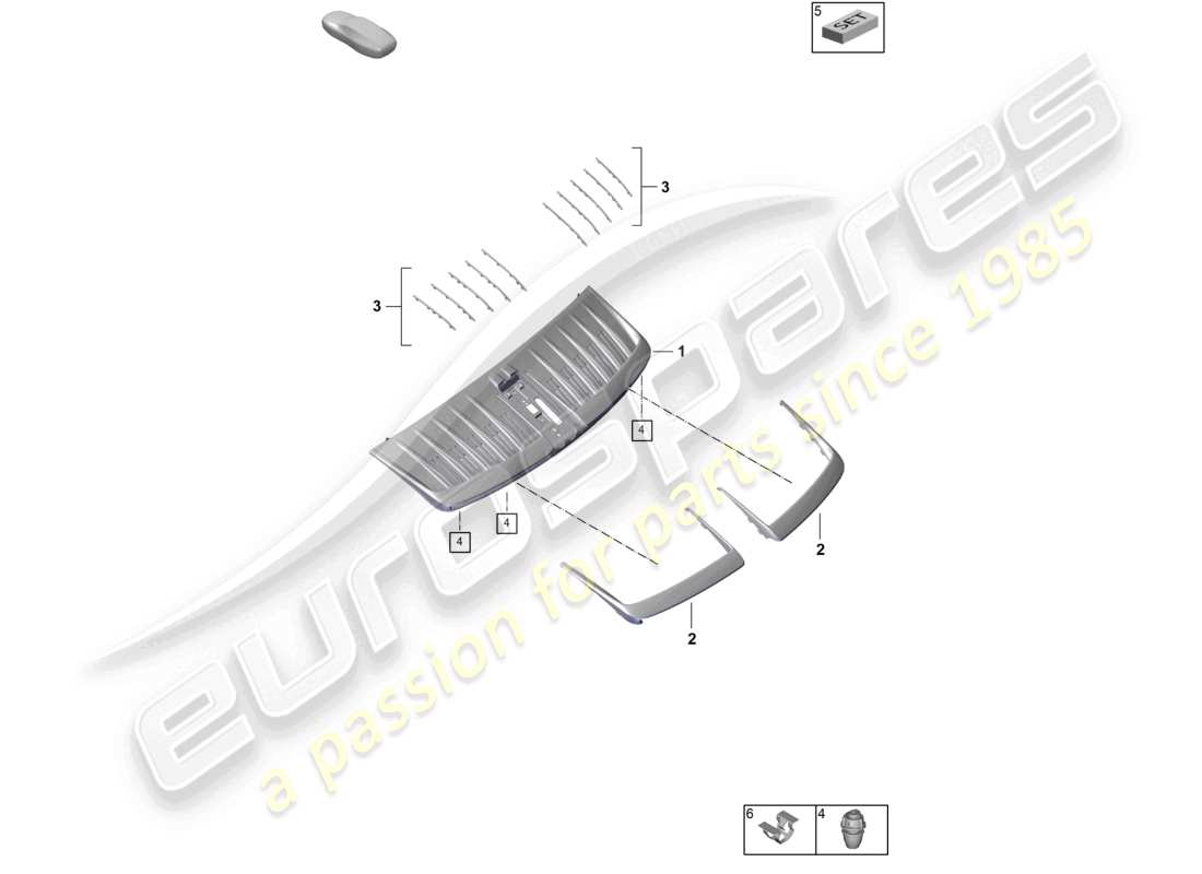 porsche 2024 (992-2) schema delle parti della griglia di ventilazione della coupé