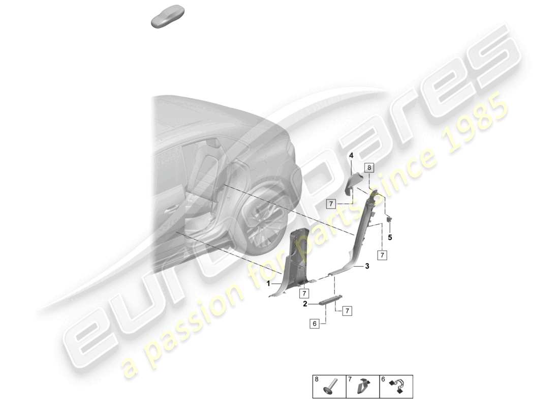 porsche 2026 (macan-e) battistrada posteriore montante b montante c accessori schema delle parti