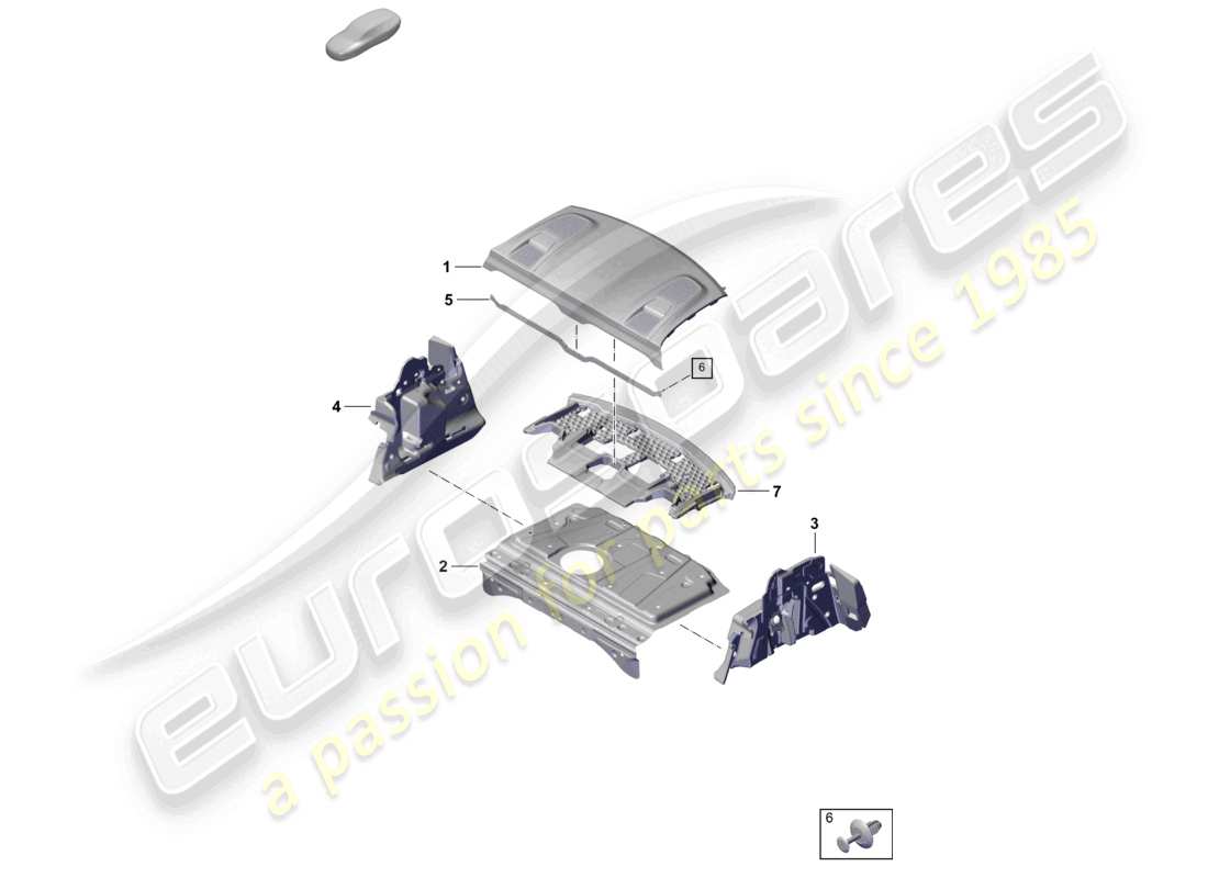 porsche 2023 (taycan 9j1-1) vassoio assorbitore acustico diagramma delle parti