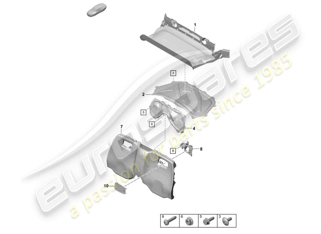 porsche 2025 (718 boxster spyder) schema delle parti del vano motore