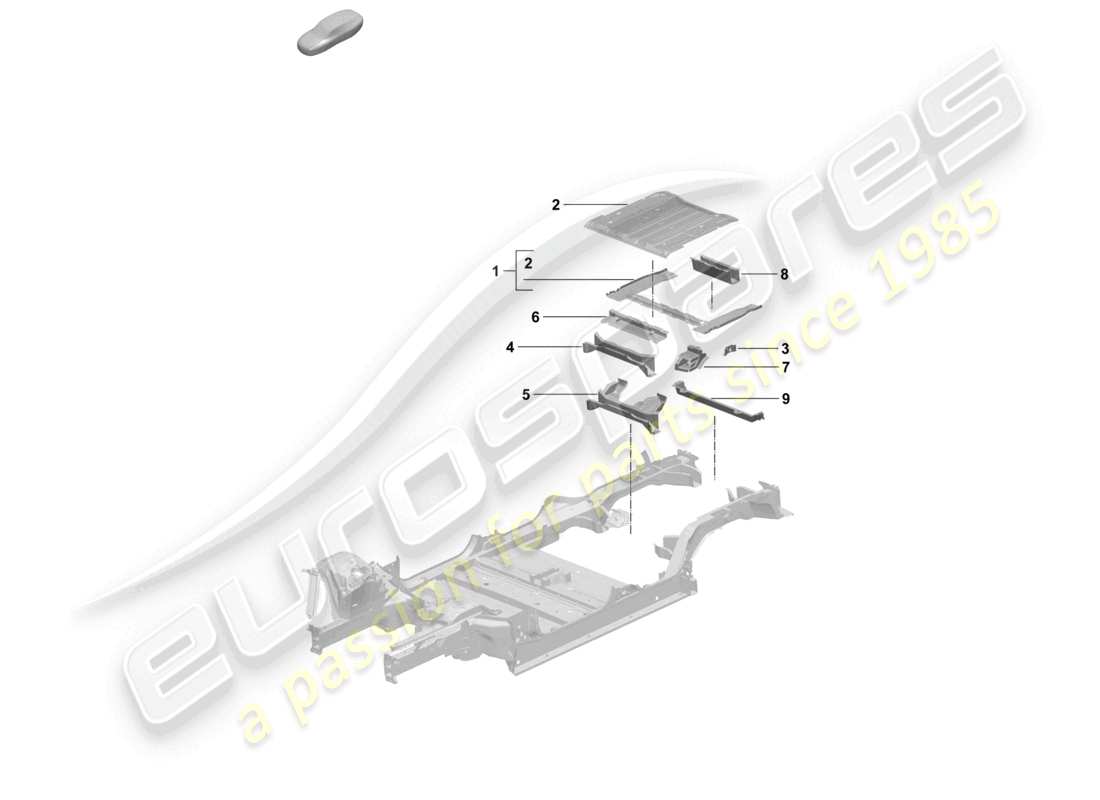porsche 2025 (macan-e) piastra inferiore pavimento del vano bagagli traversa schema delle parti