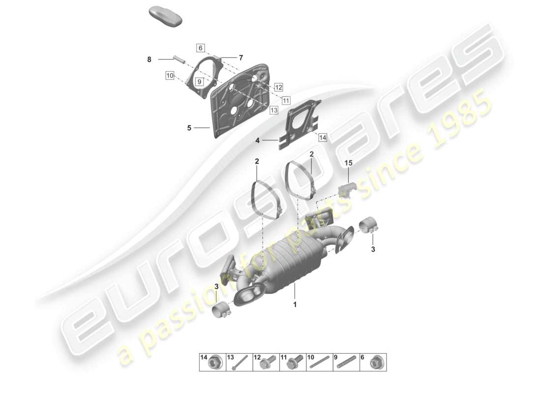 porsche 2025 (992-2) silenziatore per sistema di scarico sportivo schema delle parti