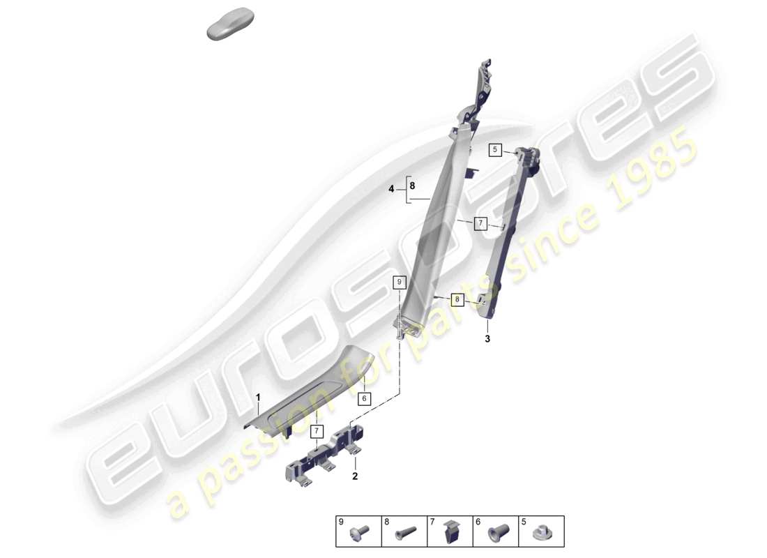 porsche 2025 (panamera 976) schema della parte posteriore del rivestimento del battistrada