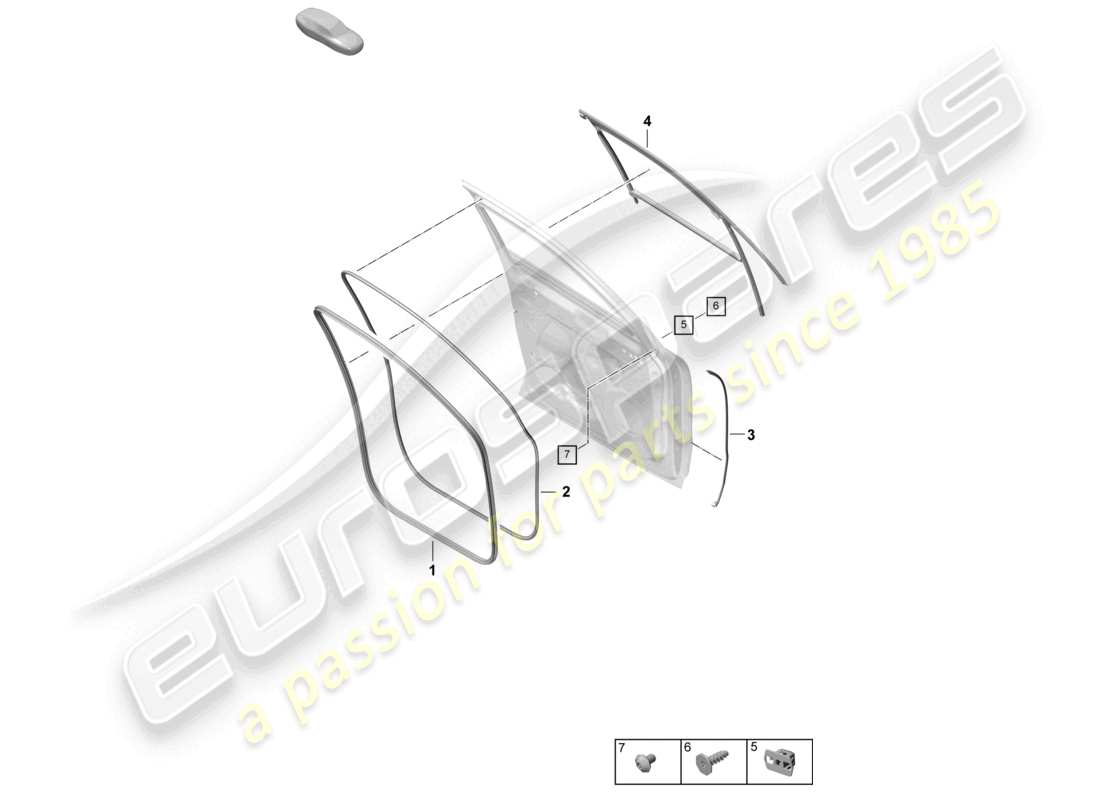 porsche 2025 (cayenne e3 pa) guarnizione porta anteriore accessori coupe schema ricambi
