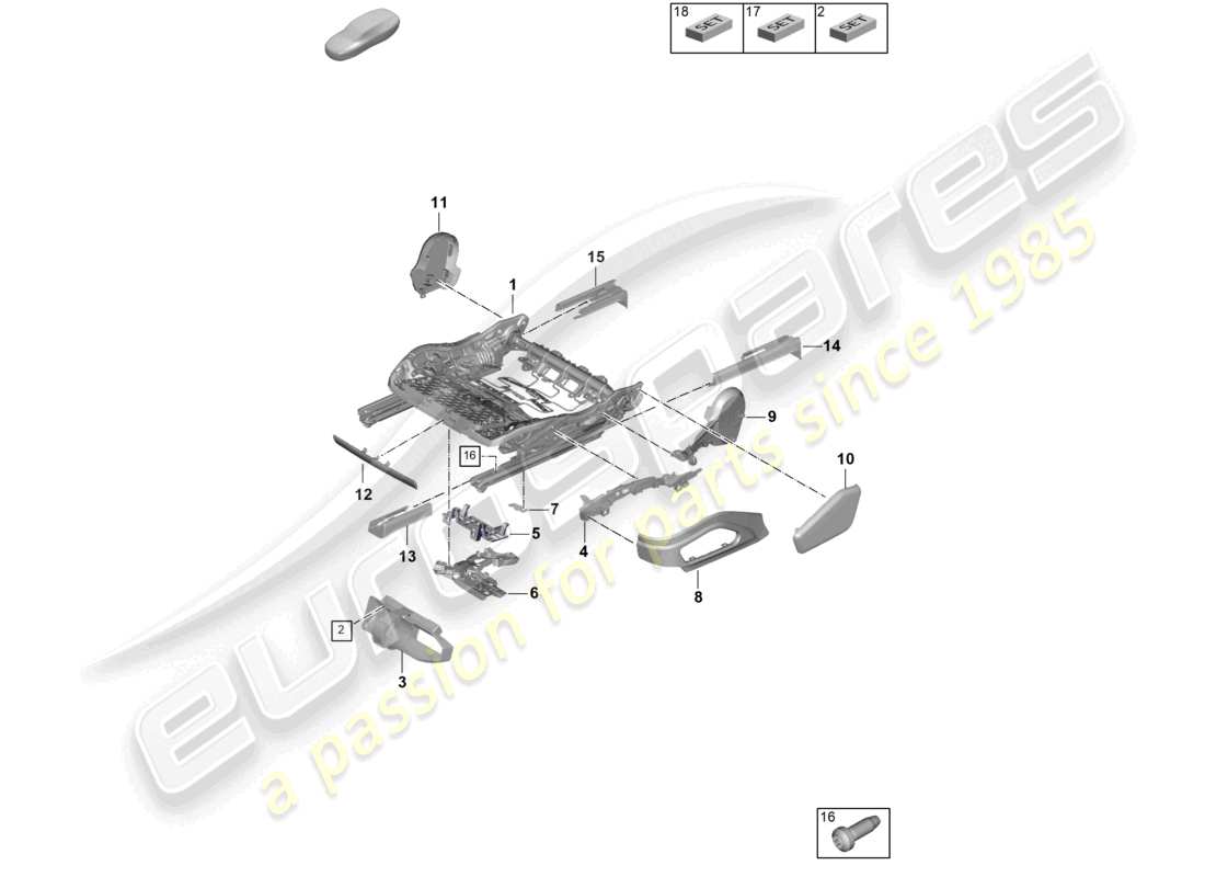 porsche 2025 (panamera 976) telaio del sedile sedile comfort sedile sportivo schema delle parti