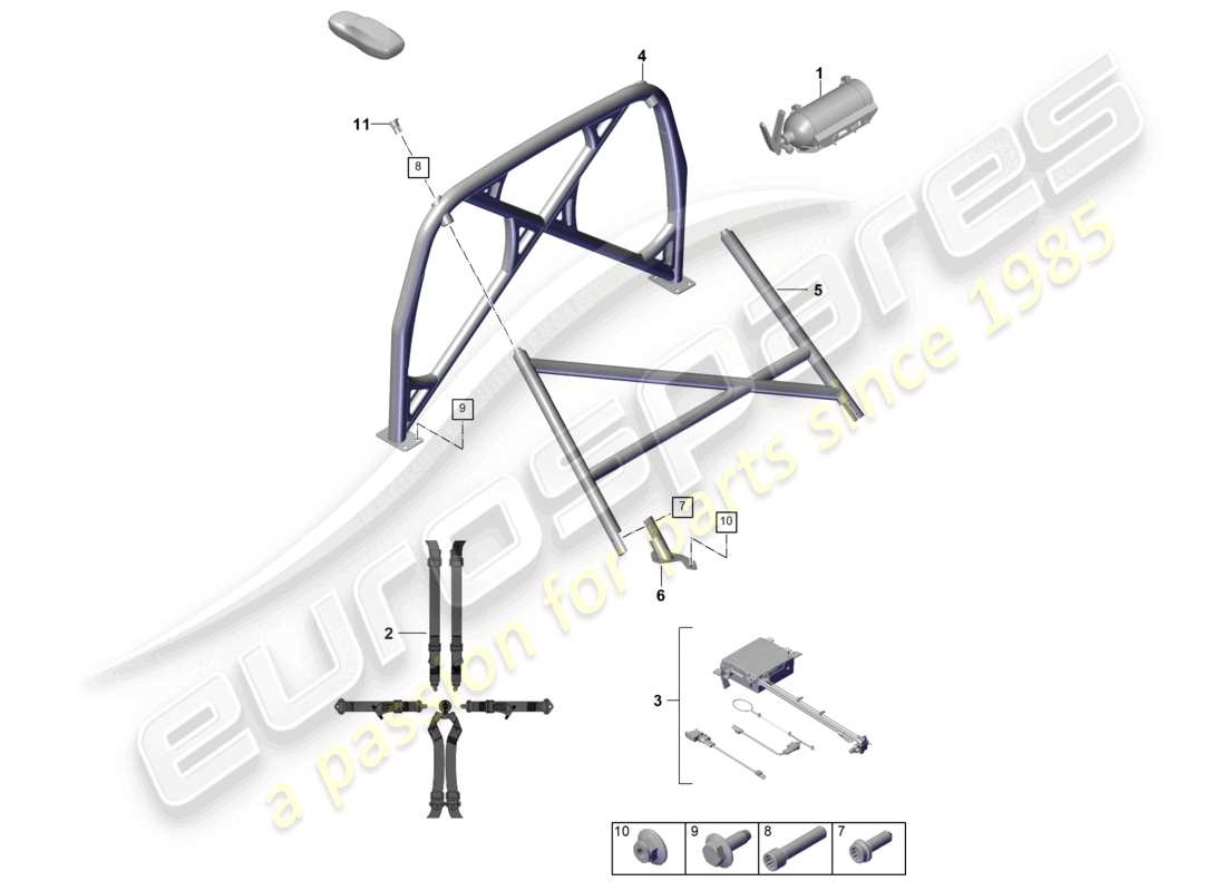 porsche 2022 (992-1 gt3/rs/st) accessori club sport club sport diagramma delle parti